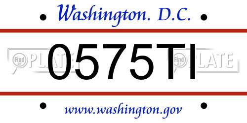 0575TI District Of Columbia License Plate