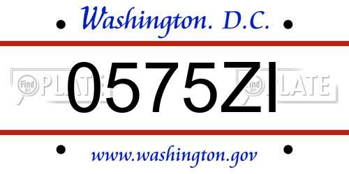 0575ZI District Of Columbia License Plate