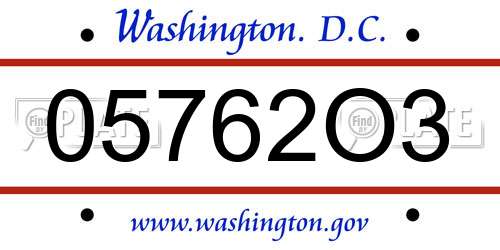 05762O3 District Of Columbia License Plate