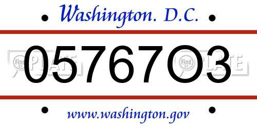05767O3 District Of Columbia License Plate