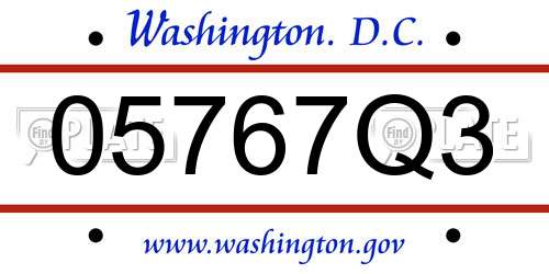 05767Q3 District Of Columbia License Plate