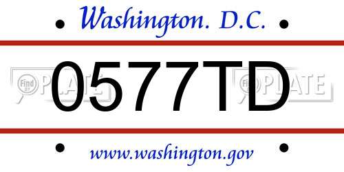 0577TD District Of Columbia License Plate