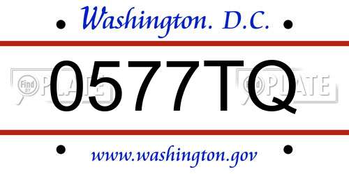 0577TQ District Of Columbia License Plate