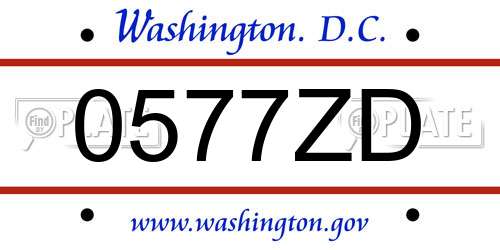 0577ZD District Of Columbia License Plate