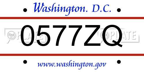 0577ZQ District Of Columbia License Plate