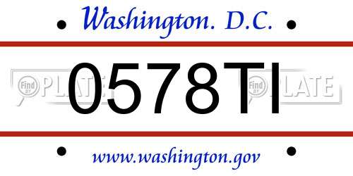 0578TI District Of Columbia License Plate