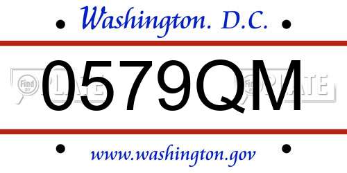 0579QM District Of Columbia License Plate