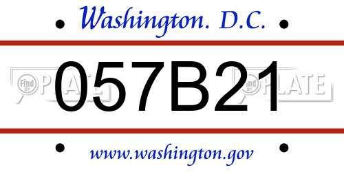 057B21 District Of Columbia License Plate