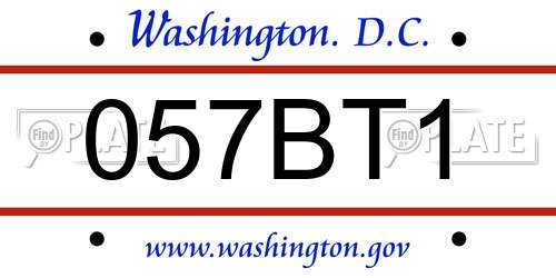 057BT1 District Of Columbia License Plate