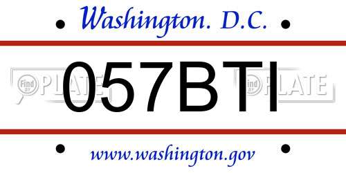 057BTI District Of Columbia License Plate