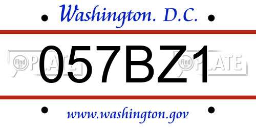 057BZ1 District Of Columbia License Plate