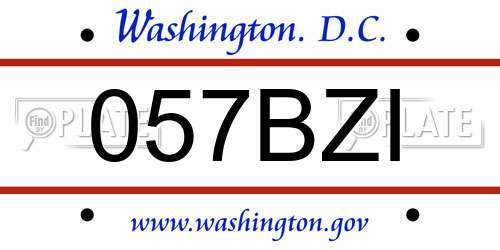 057BZI District Of Columbia License Plate