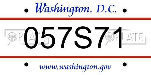 057S71 District Of Columbia License Plate