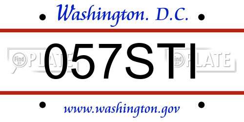 057STI District Of Columbia License Plate