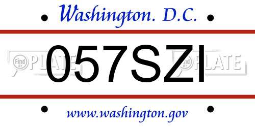 057SZI District Of Columbia License Plate