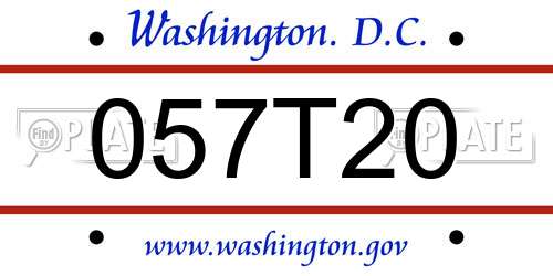 057T20 District Of Columbia License Plate