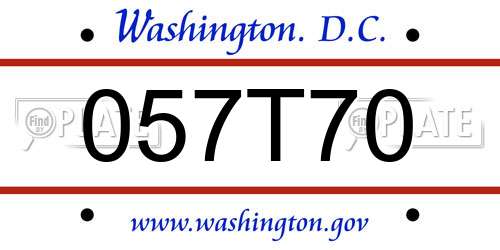 057T70 District Of Columbia License Plate