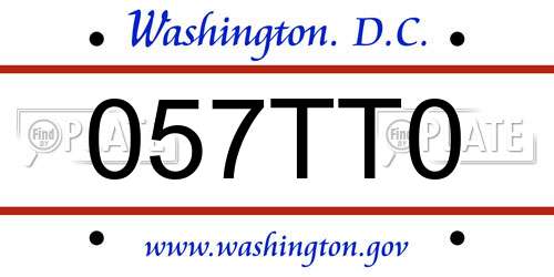 057TT0 District Of Columbia License Plate