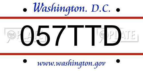 057TTD District Of Columbia License Plate