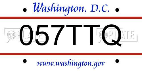 057TTQ District Of Columbia License Plate