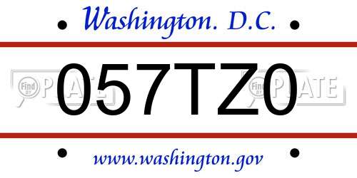 057TZ0 District Of Columbia License Plate