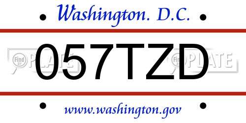 057TZD District Of Columbia License Plate