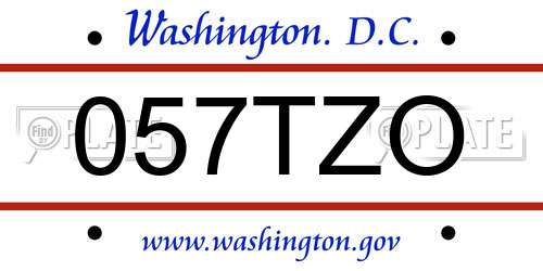 057TZO District Of Columbia License Plate