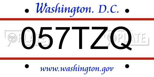 057TZQ District Of Columbia License Plate