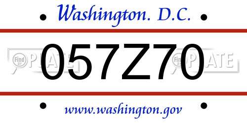 057Z70 District Of Columbia License Plate