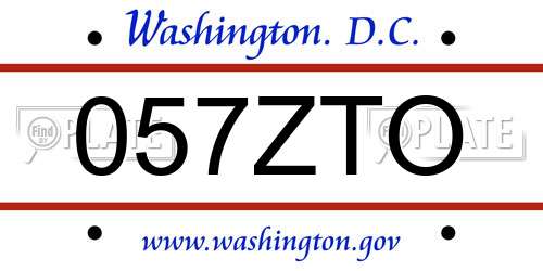 057ZTO District Of Columbia License Plate