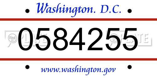 0584255 District Of Columbia License Plate