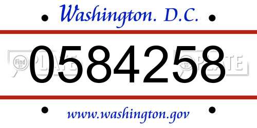 0584258 District Of Columbia License Plate