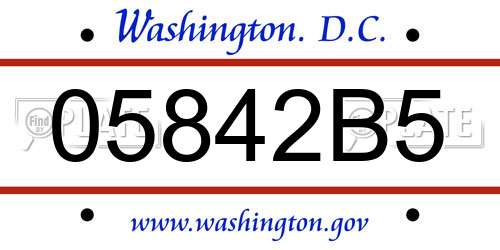 05842B5 District Of Columbia License Plate