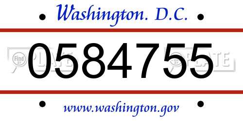 0584755 District Of Columbia License Plate