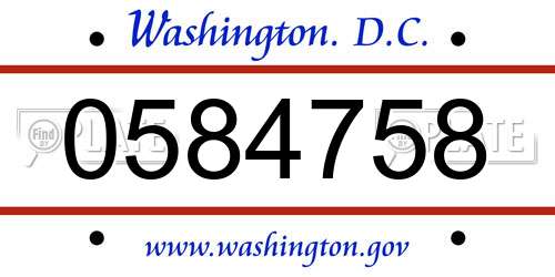 0584758 District Of Columbia License Plate