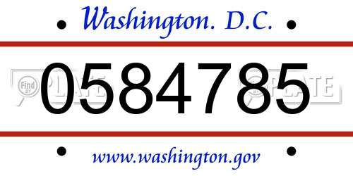 0584785 District Of Columbia License Plate