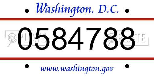 0584788 District Of Columbia License Plate