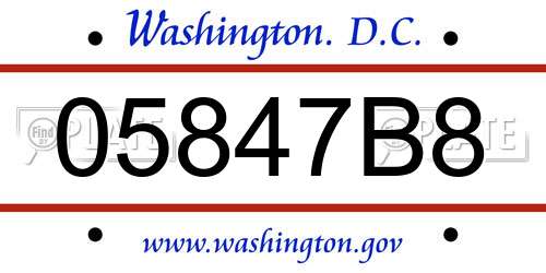 05847B8 District Of Columbia License Plate