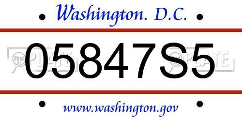 05847S5 District Of Columbia License Plate