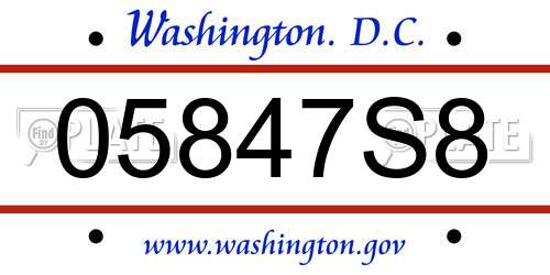 05847S8 District Of Columbia License Plate