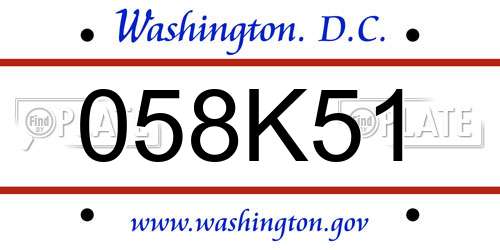 058K51 District Of Columbia License Plate