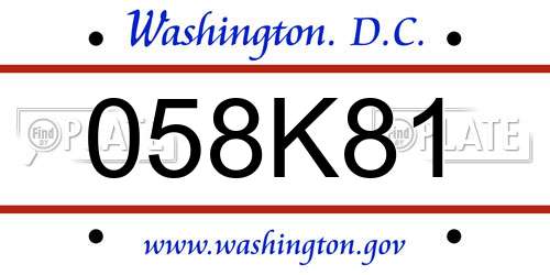 058K81 District Of Columbia License Plate