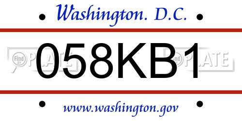 058KB1 District Of Columbia License Plate