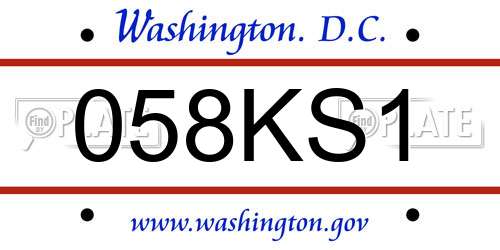 058KS1 District Of Columbia License Plate