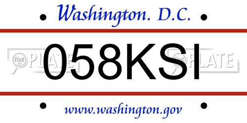 058KSI District Of Columbia License Plate