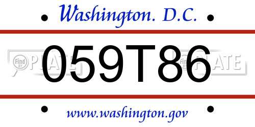 059T86 District Of Columbia License Plate