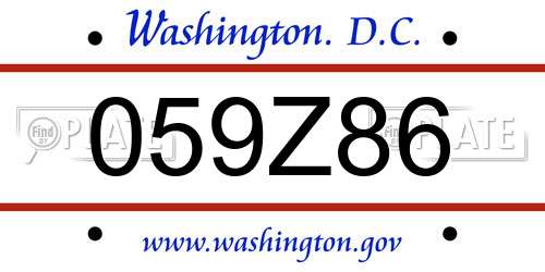 059Z86 District Of Columbia License Plate