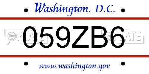059ZB6 District Of Columbia License Plate