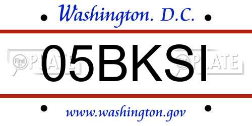 05BKSI District Of Columbia License Plate