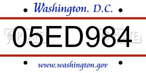 05ED984 District Of Columbia License Plate